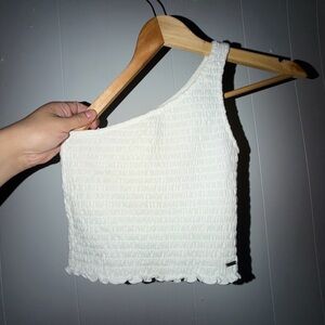 Women Hollister White Asymmetrical Crop Top